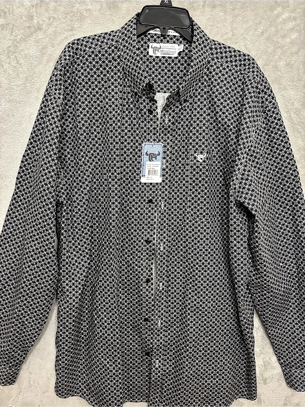 Cowboy Floral Button Down Shirt Black & White XXL NWT